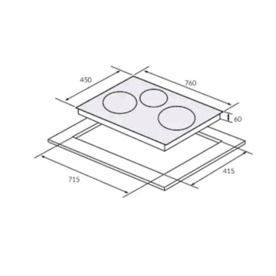 Bếp từ Eurosun 3 vùng nấu EU-T881G lắp âm 9 Kích thước bếp từ Eurosun 3 vùng nấu EU-T881G lắp âm