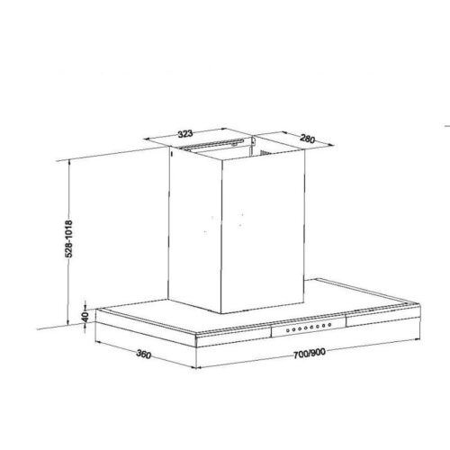 Kích thước máy hút mùi gắn tường Eurosun EH-70AF76
