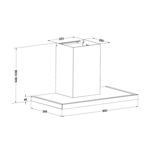 Kích thước máy hút mùi gắn tường Eurosun EH-90AF79
